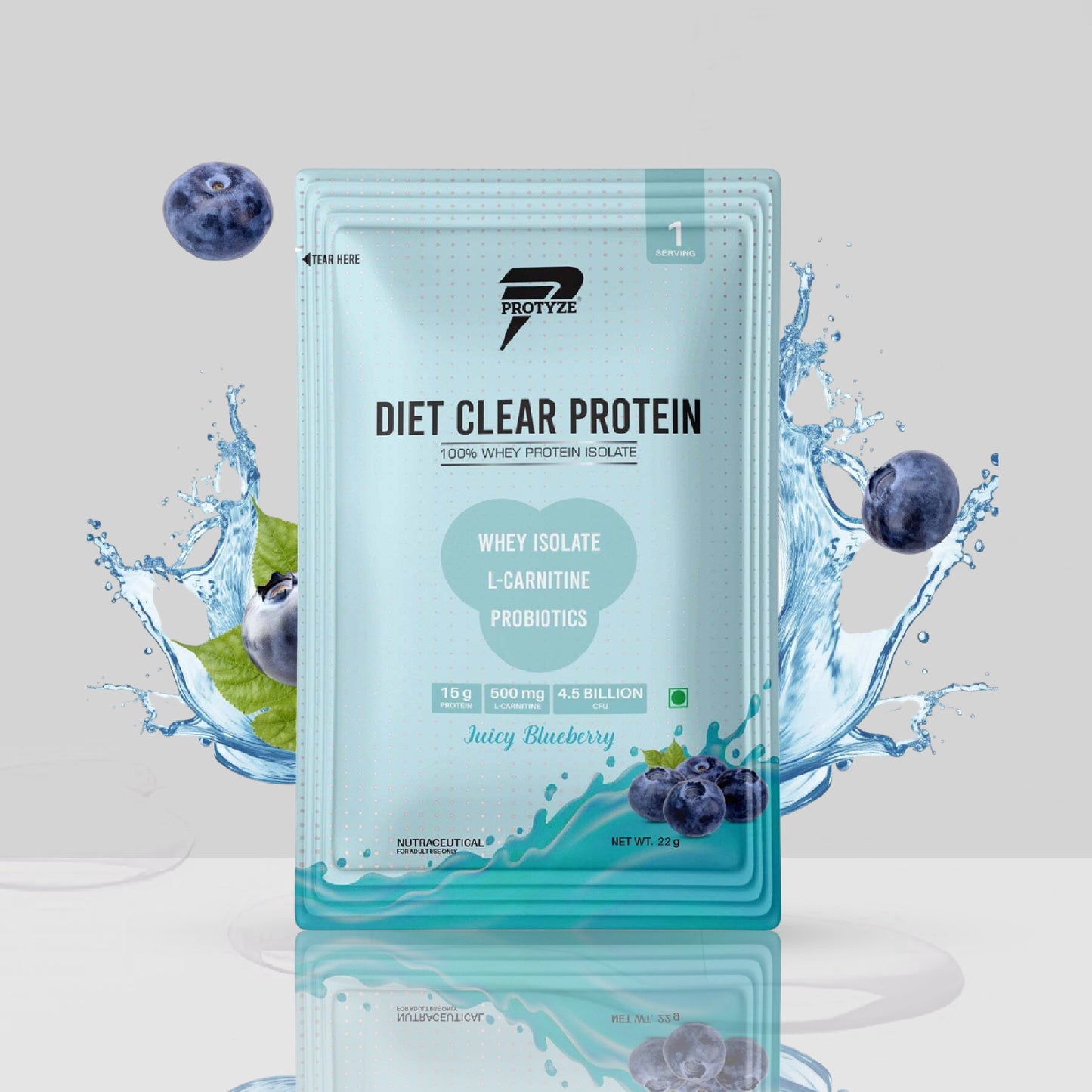 Protyze Diet Clear Protein, Juicy Blueberry (Pack of 30 Sachets)