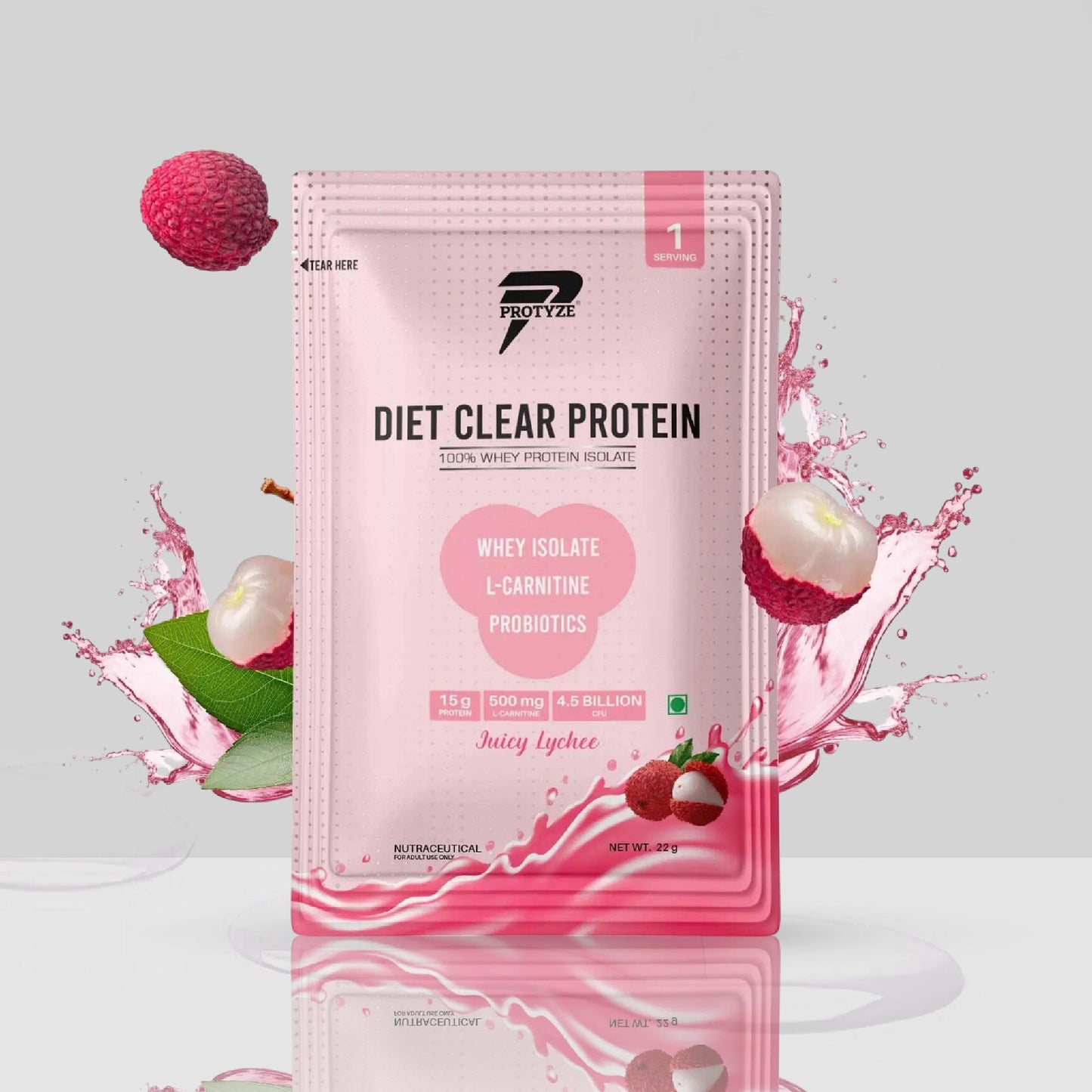 Diet Clear Protein, Juicy Lychee (Pack of 15 Sachets)