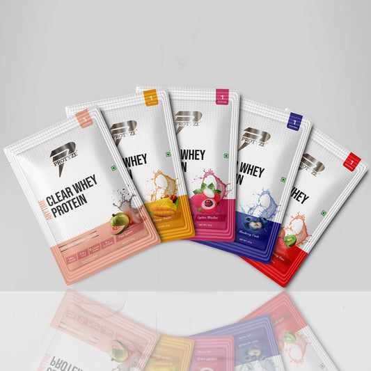 Anytime Clear Whey Protein, Assorted Flavor Set 4 (Pink Guava, Lychee Martini, Mango Peach, Blueberry Crush, Strawberry Kiwi)