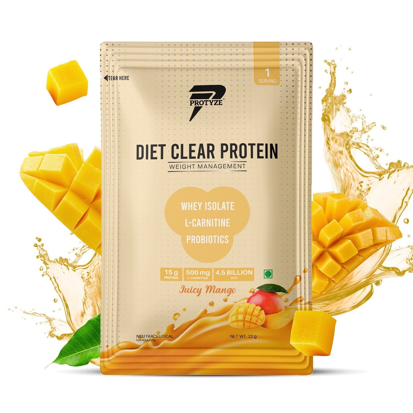 Protyze Diet Clear Protein Pack of 60 With Assorted Pack of 6 & T-Shirt Free
