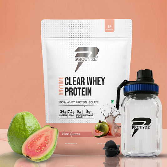 Protyze Anytime Clear Whey Isolate, Pink Guava + Tritan Shaker with Breaker Ball.